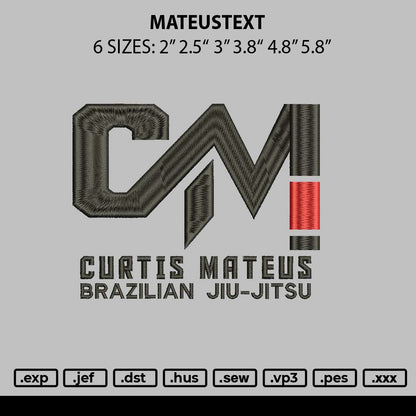 Mateustext Embroidery File 6 sizes