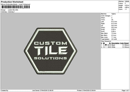 Tiletext Embroidery File 6 sizes