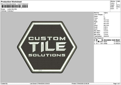 Tiletext Embroidery File 6 sizes