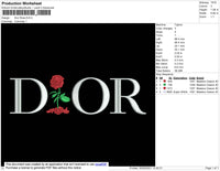 D1or Rose Embroidery File 4 size