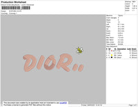 D1or Bee Embroidery File 8 size