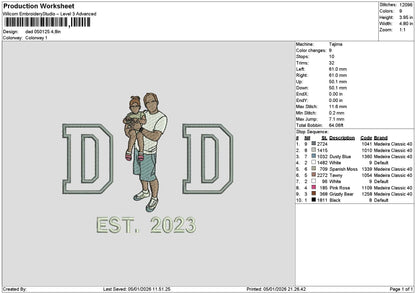 Dad 0501 Embroidery File 6 sizes