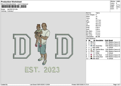 Dad 0501 Embroidery File 6 sizes