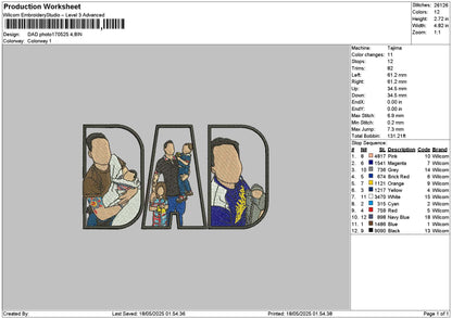 Dad Photo 1705 Embroidery File 6 sizes