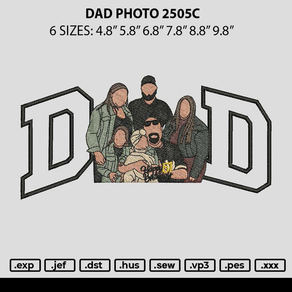 Dad Photo 2505c Embroidery File 6 sizes
