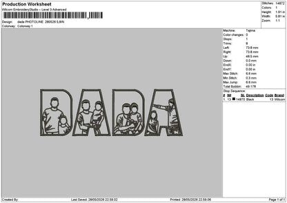 Dada Photoline 2805 Embroidery File 6 sizes