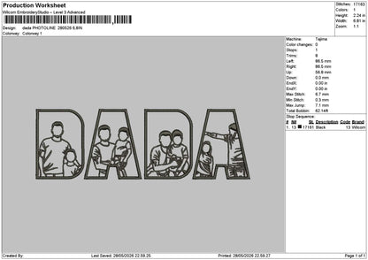 Dada Photoline 2805 Embroidery File 6 sizes