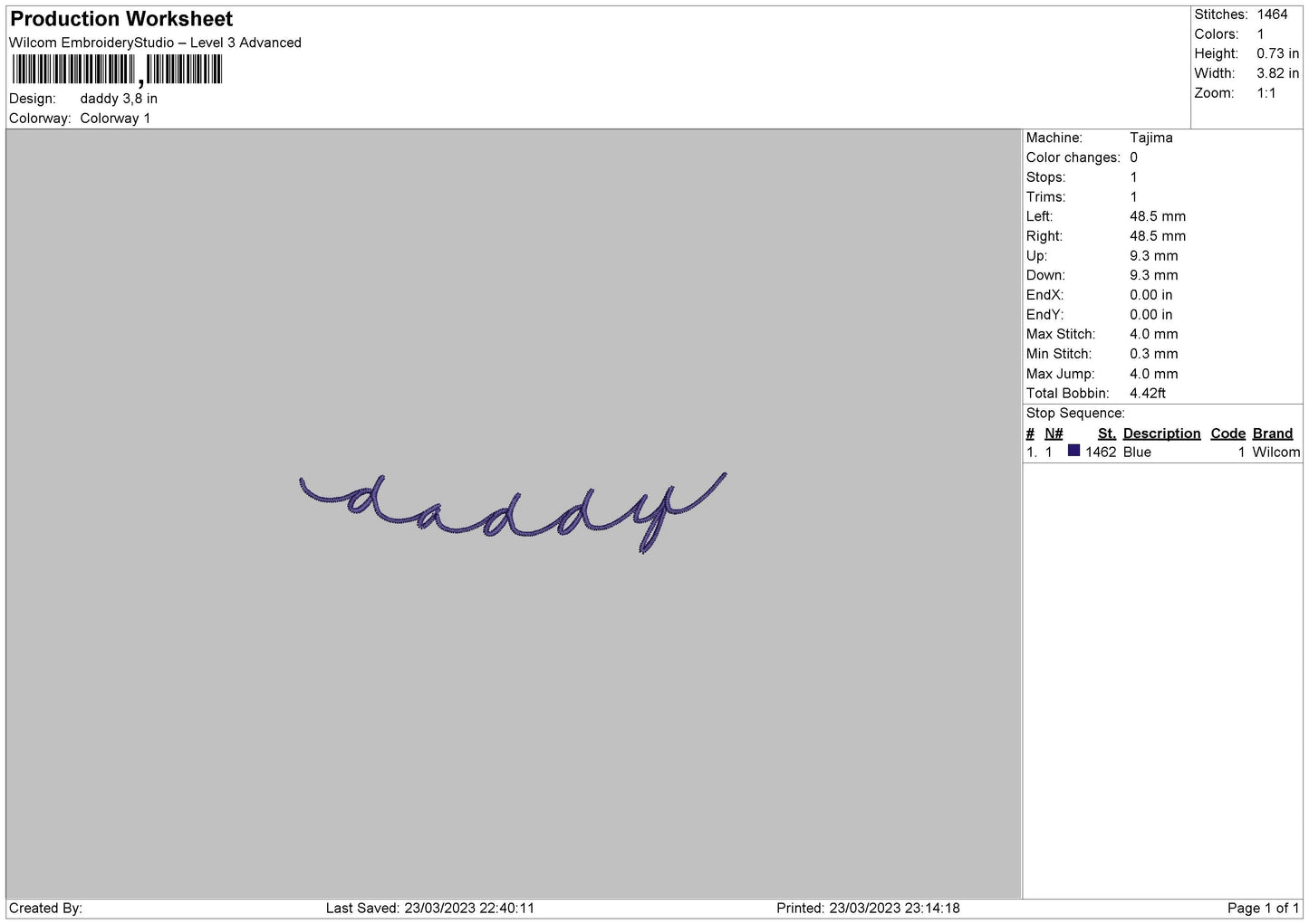 Daddy Text Embroidery File 6 sizes