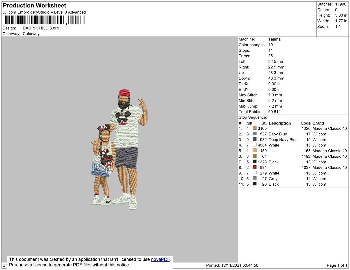 Dad N Child Embroidery File 4 size