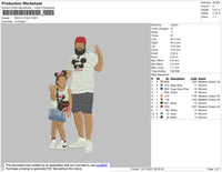 Dad N Child Embroidery File 4 size