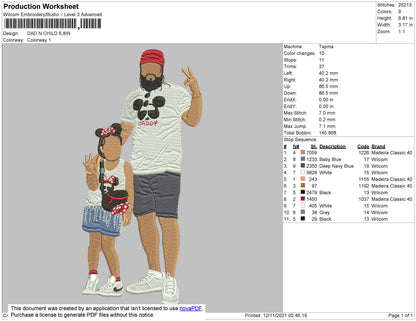 Dad N Child Embroidery File 4 size