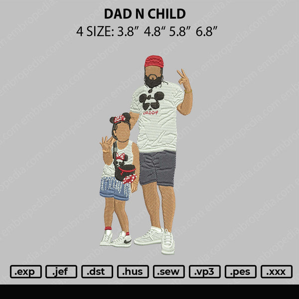 Dad N Child Embroidery File 4 size