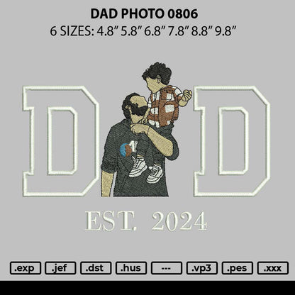 Dad Photo 0806 Embroidery File 6 sizes