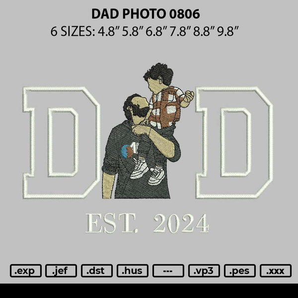 Dad Photo 0806 Embroidery File 6 sizes