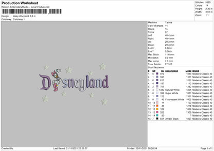 Daisy Disneyland Embroidery File 4 size