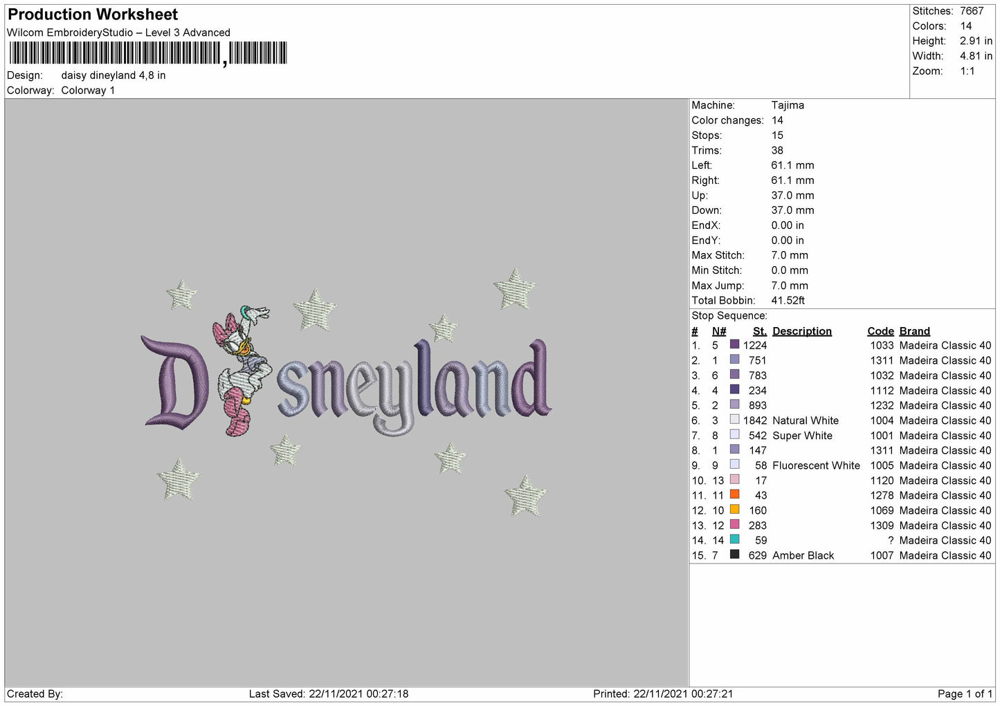 Daisy Disneyland Embroidery File 4 size