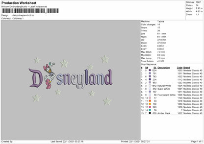 Daisy Disneyland Embroidery File 4 size