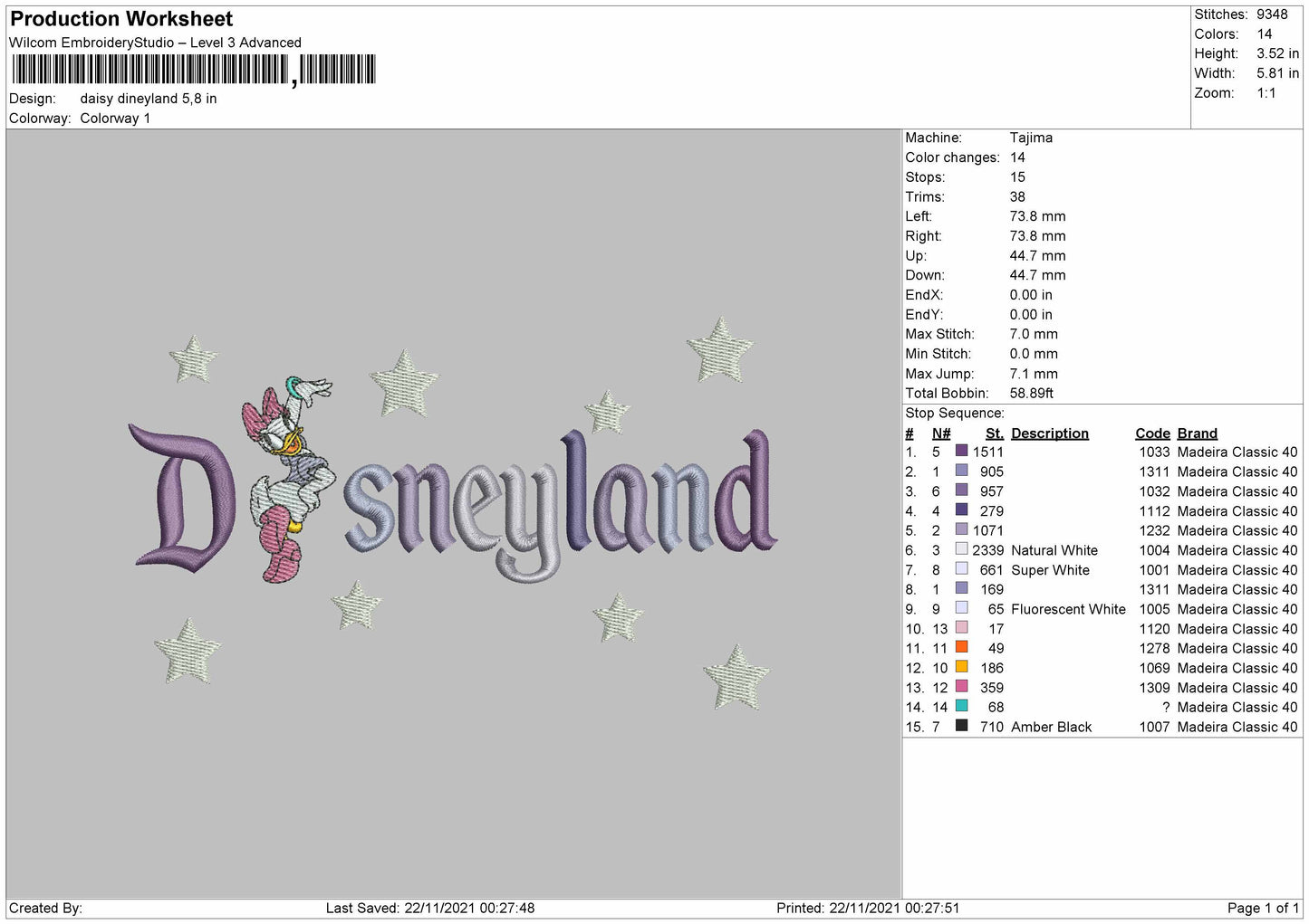 Daisy Disneyland Embroidery File 4 size
