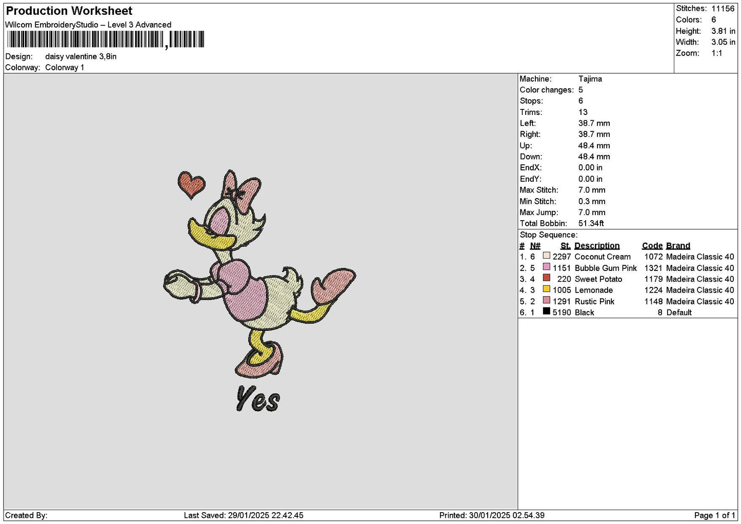 Daisy Love 01 Embroidery File 6 sizes
