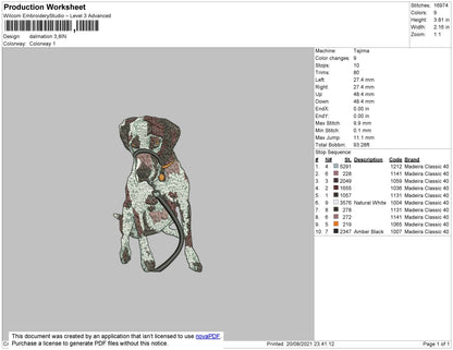 Dalmation Embroidery File 4 size