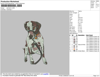 Dalmation Embroidery File 4 size
