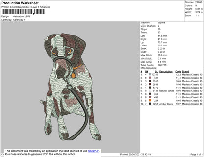 Dalmation Embroidery File 4 size
