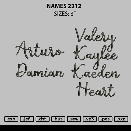 Names 2212 Embroidery File 6 sizes