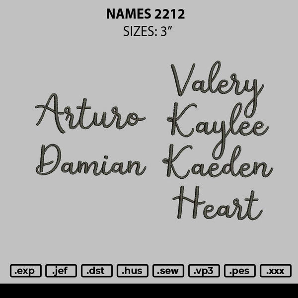 Names 2212 Embroidery File 6 sizes