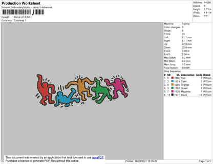 Dance V2 Embroidery File 4 size