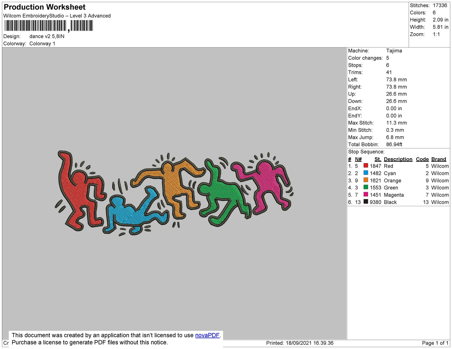 Dance V2 Embroidery File 4 size