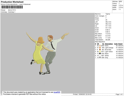 Dancing Embroidery File 4 size
