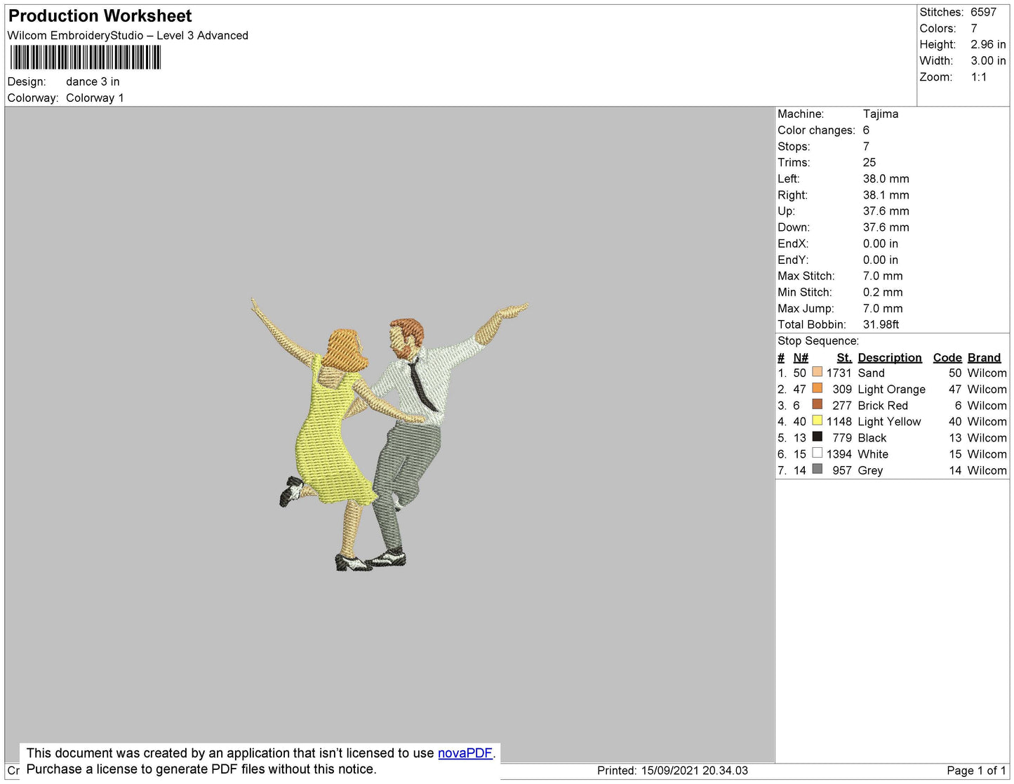 Dancing Embroidery File 4 size