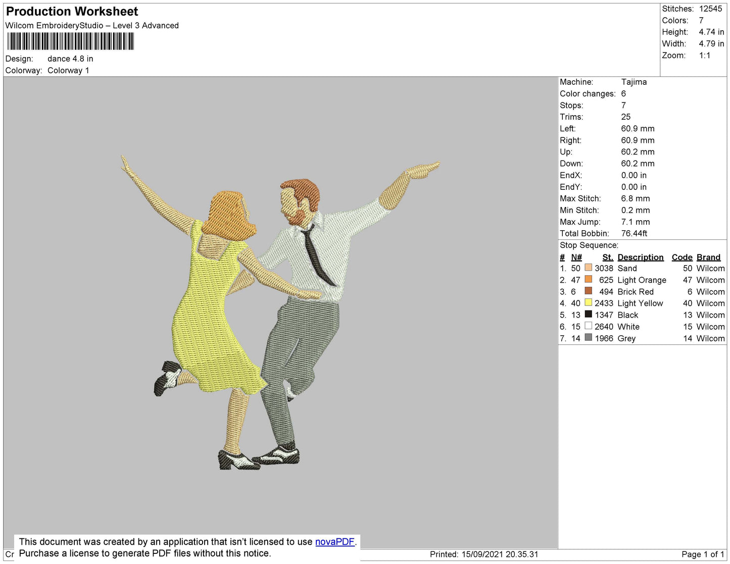 Dancing Embroidery File 4 size