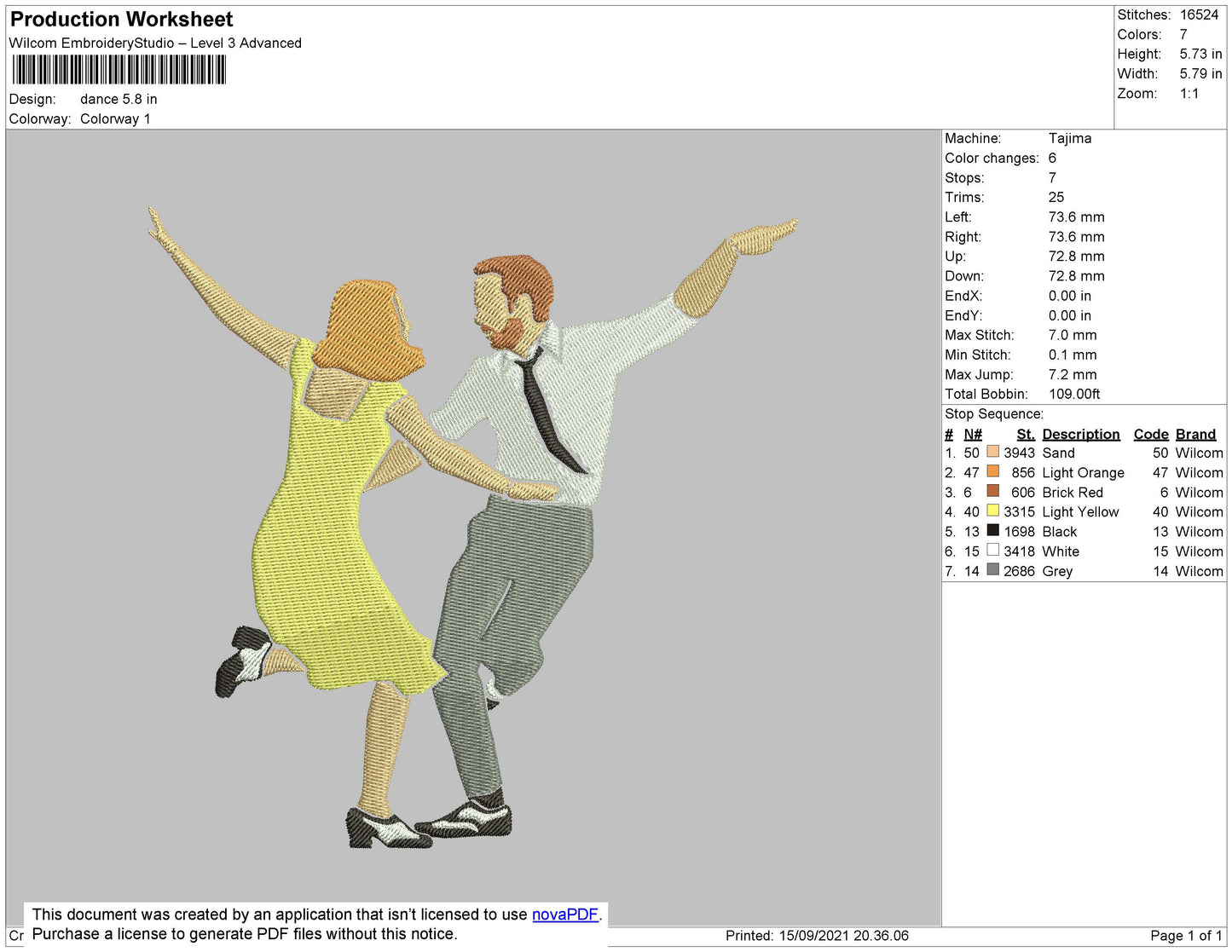 Dancing Embroidery File 4 size