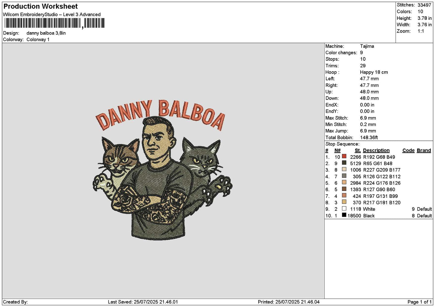 Dannytext Embroidery File 6 sizes