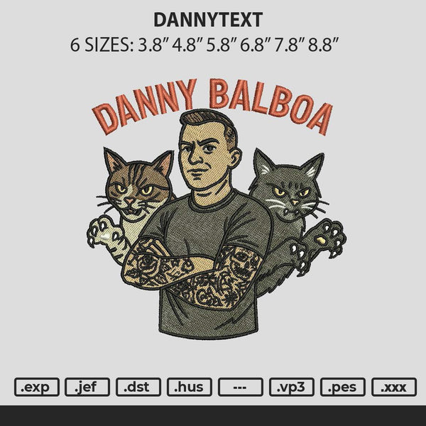 Dannytext Embroidery File 6 sizes