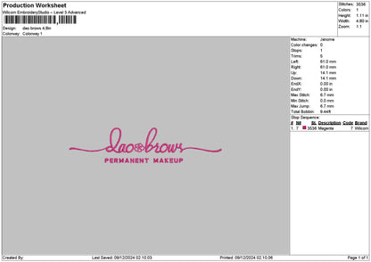 Browstext 02 Embroidery File 6 sizes