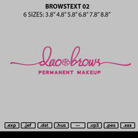Browstext 02 Embroidery File 6 sizes