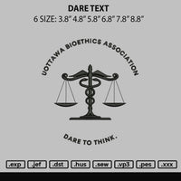 Dare Text Embroidery File 6 sizes