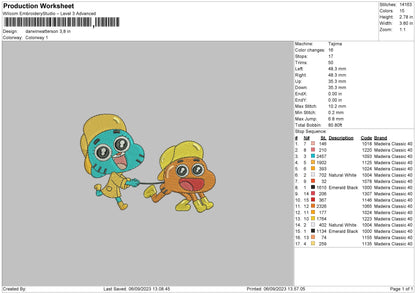 Darwinwater Embroidery File 6 sizes