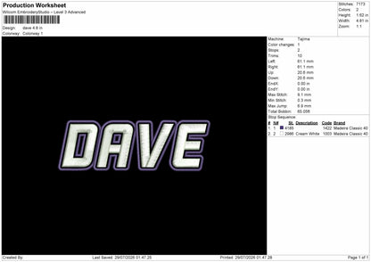 17 Names Embroidery Machine Design File 6 sizes