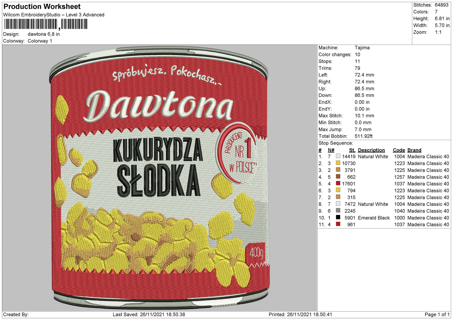 Dawtona Embroidery File 4 size