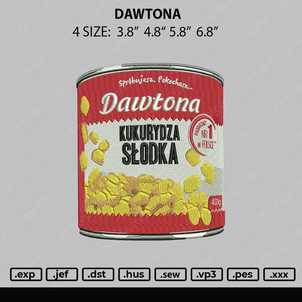Dawtona Embroidery File 4 size