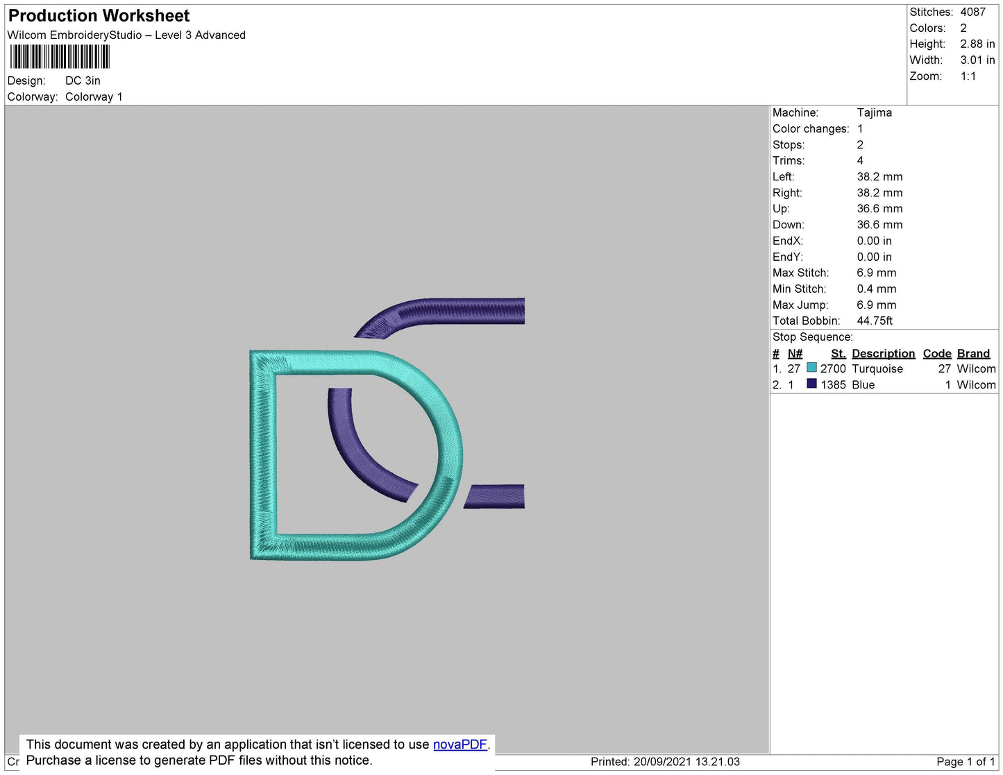 DC Embroidery File 5 size