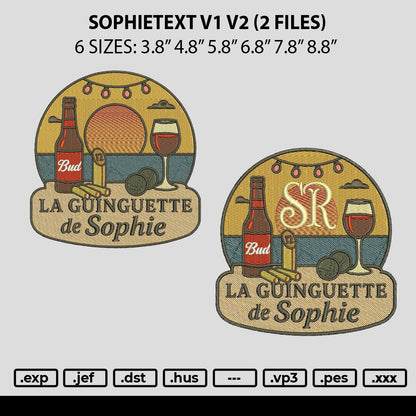 Sophietext V1 V2 Embroidery File 6 sizes