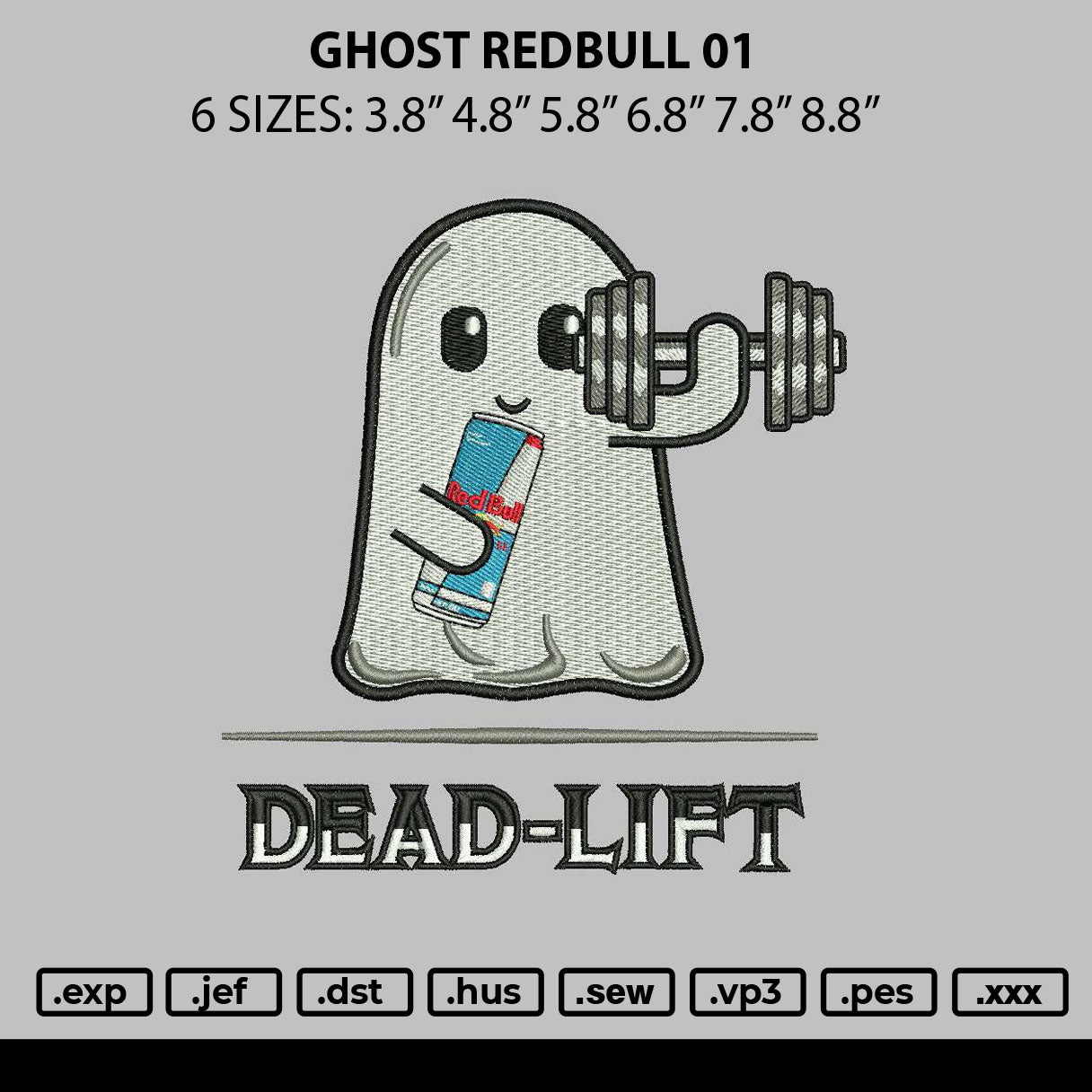 Ghost Redbull 01 Embroidery File 6 sizes