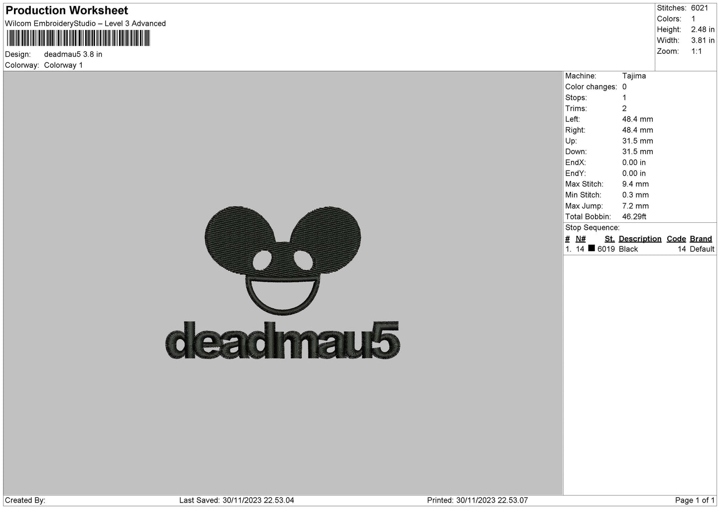 Mouse Text Embroidery File 6 sizes