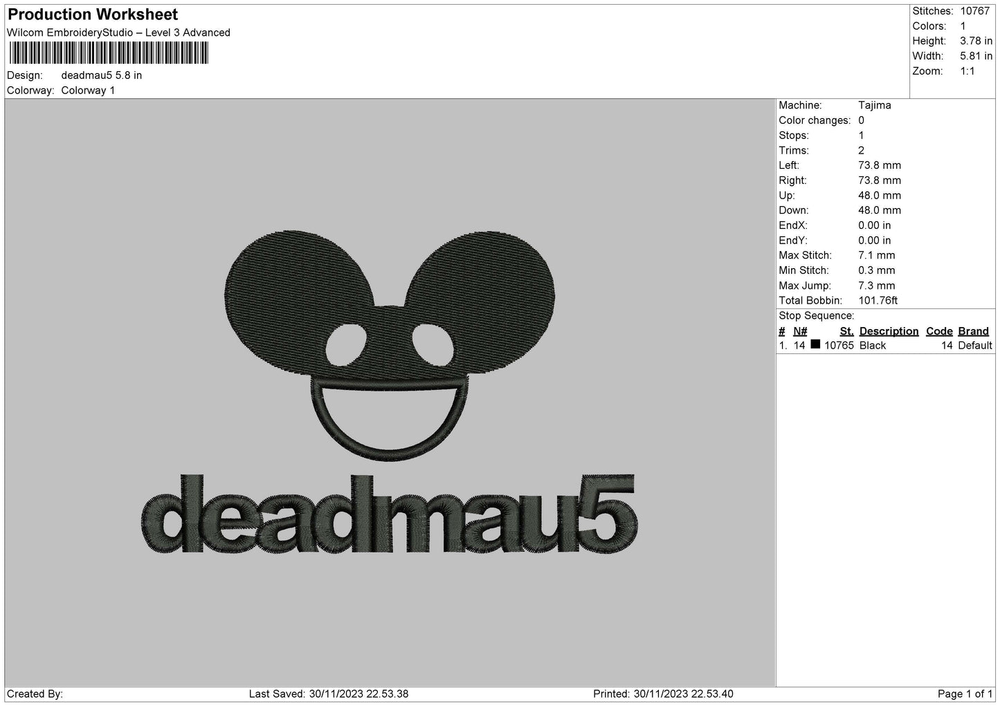 Mouse Text Embroidery File 6 sizes