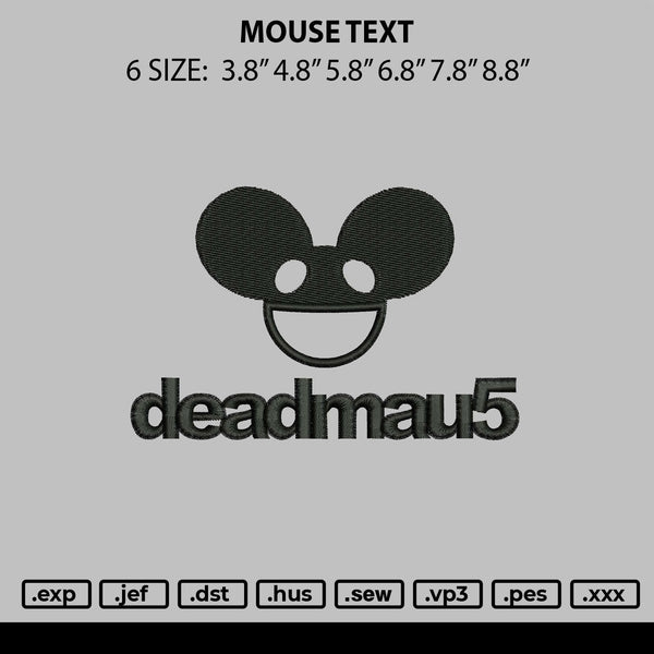 Mouse Text Embroidery File 6 sizes