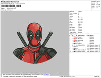 Deadpool Embroidery File 4 size